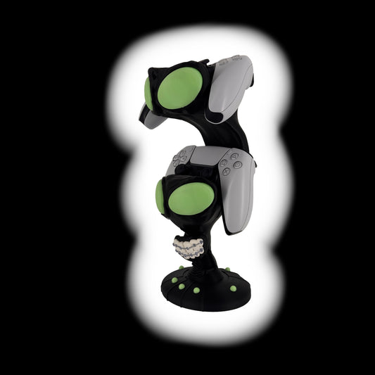 Alien Controller Ständer für PS5 & Xbox Series S/X - für 2 Controller - Glow in the Dark Augen - Gaming Setup Deko - Dual Controller Stand