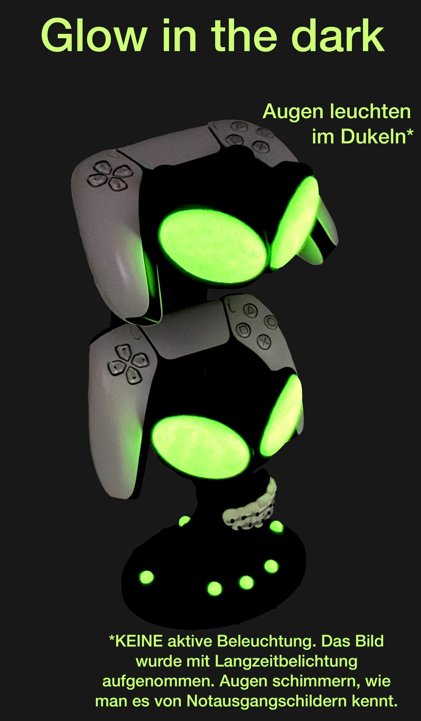 Alien Controller Ständer für PS5 & Xbox Series S/X - für 2 Controller - Glow in the Dark Augen - Gaming Setup Deko - Dual Controller Stand