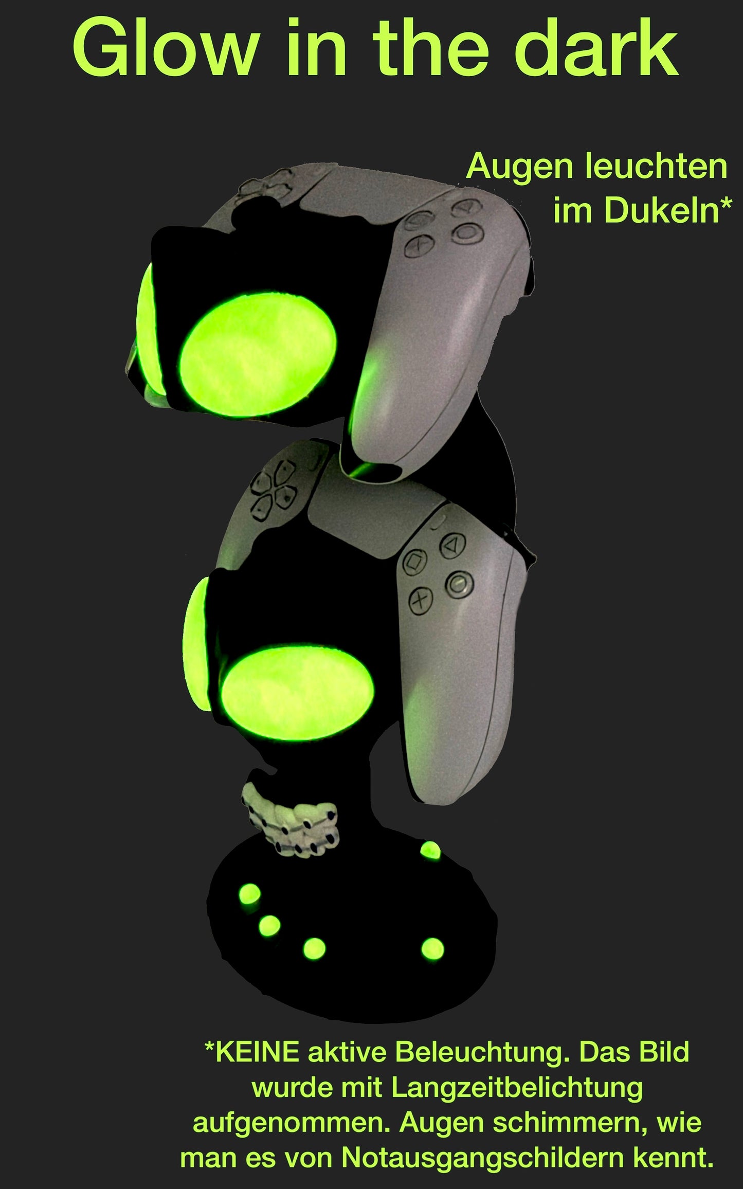 Alien Controller Ständer für PS5 & Xbox Series S/X - für 2 Controller - Glow in the Dark Augen - Gaming Setup Deko - Dual Controller Stand