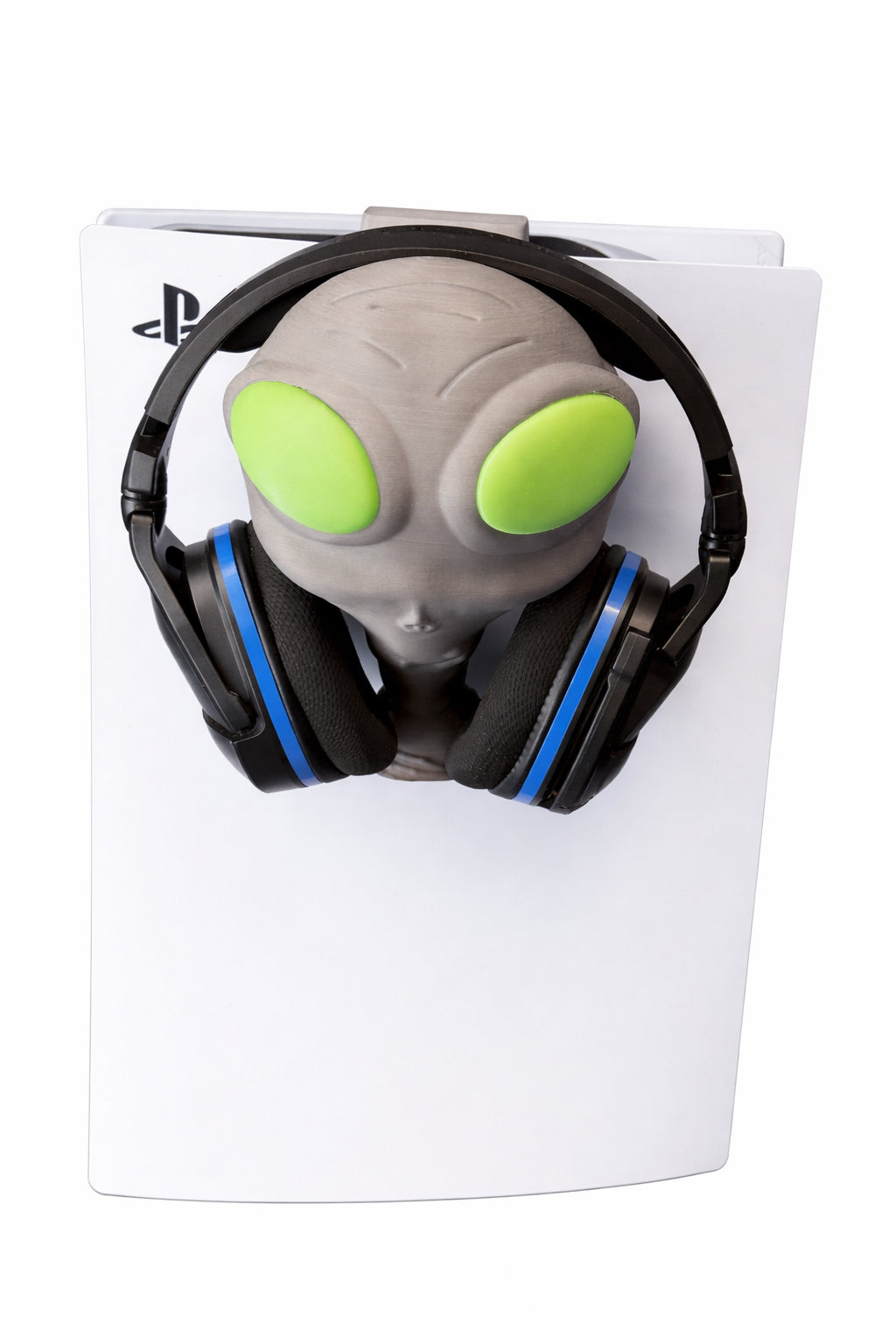 Alien Gaming Headset Halter für PlayStation 5 - Glow in the Dark Augen - PS5 Kopfhörerhalter zum Einhängen - Gamer Setup Deko - Headphone Stand Konsole