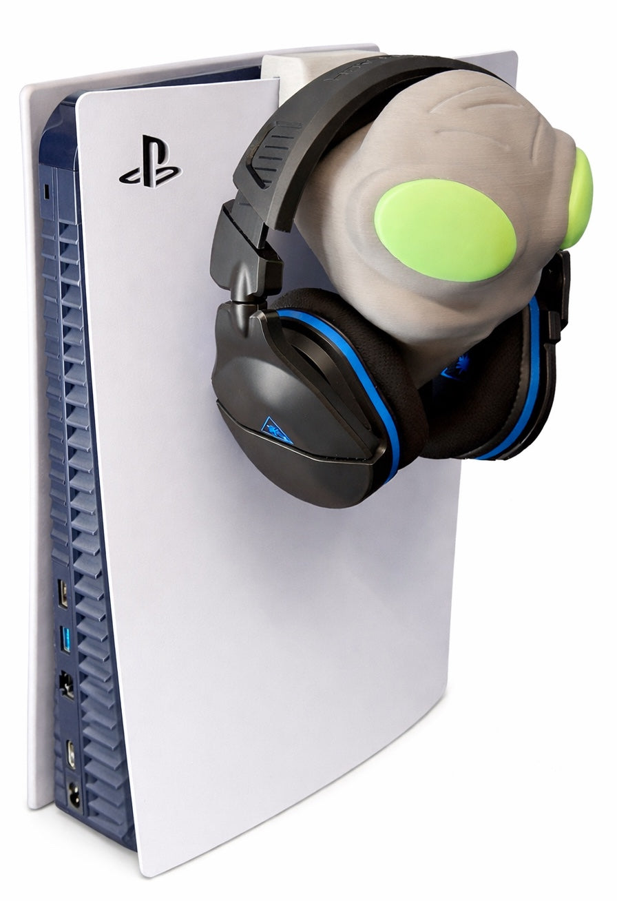 Alien Gaming Headset Halter für PlayStation 5 - Glow in the Dark Augen - PS5 Kopfhörerhalter zum Einhängen - Gamer Setup Deko - Headphone Stand Konsole