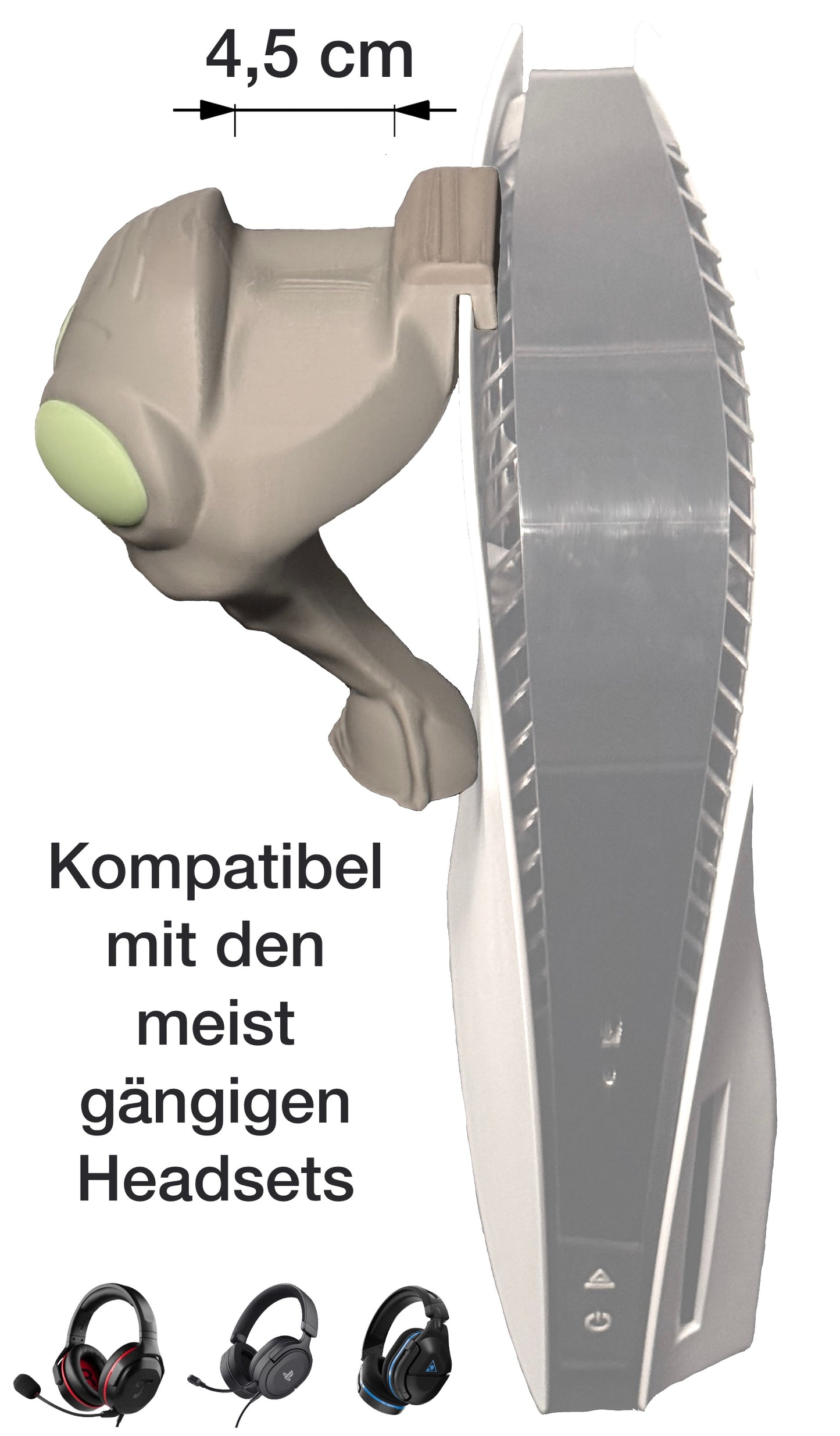 Alien Gaming Headset Halter für PlayStation 5 - Glow in the Dark Augen - PS5 Kopfhörerhalter zum Einhängen - Gamer Setup Deko - Headphone Stand Konsole
