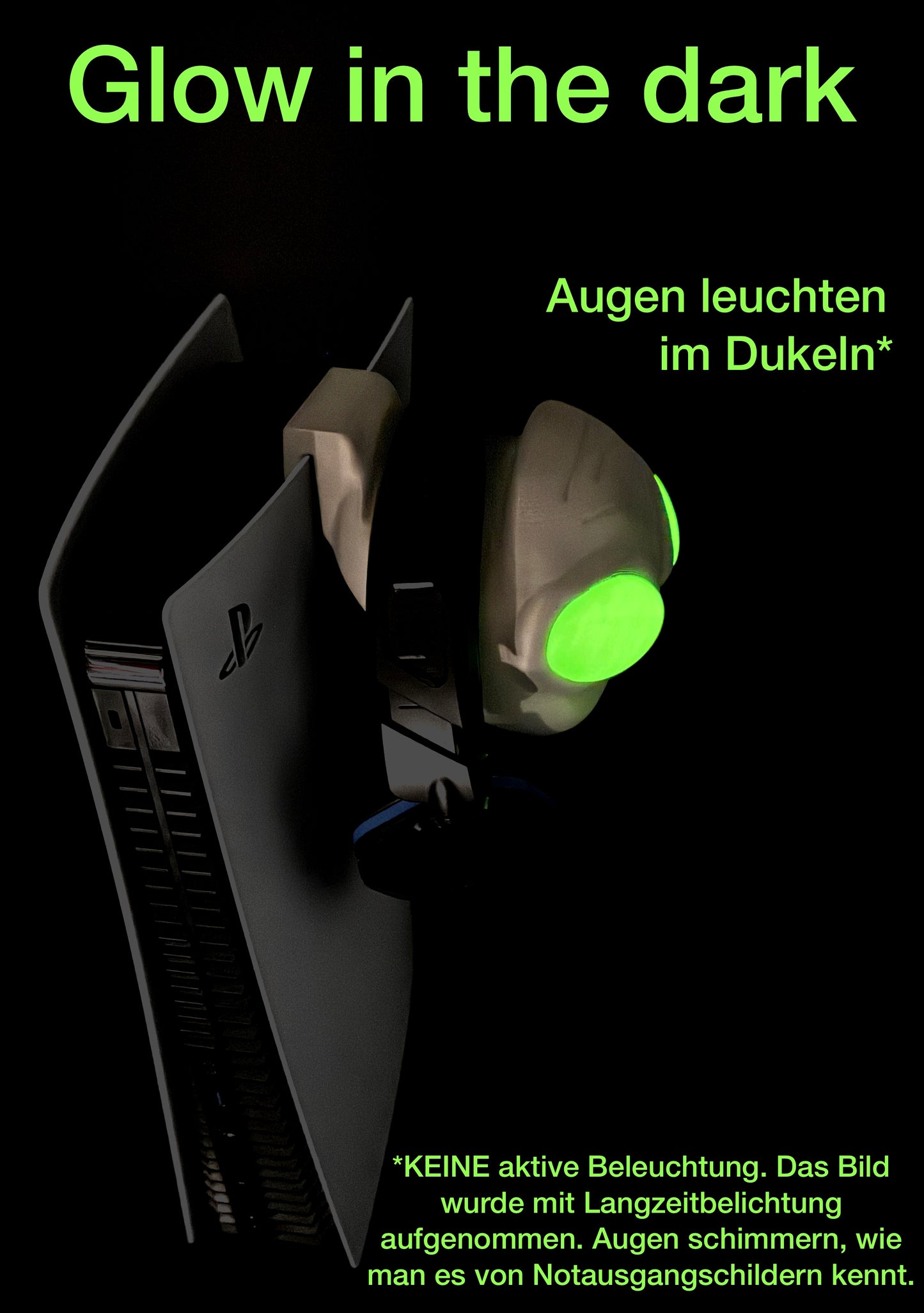 Alien Gaming Headset Halter für PlayStation 5 - Glow in the Dark Augen - PS5 Kopfhörerhalter zum Einhängen - Gamer Setup Deko - Headphone Stand Konsole