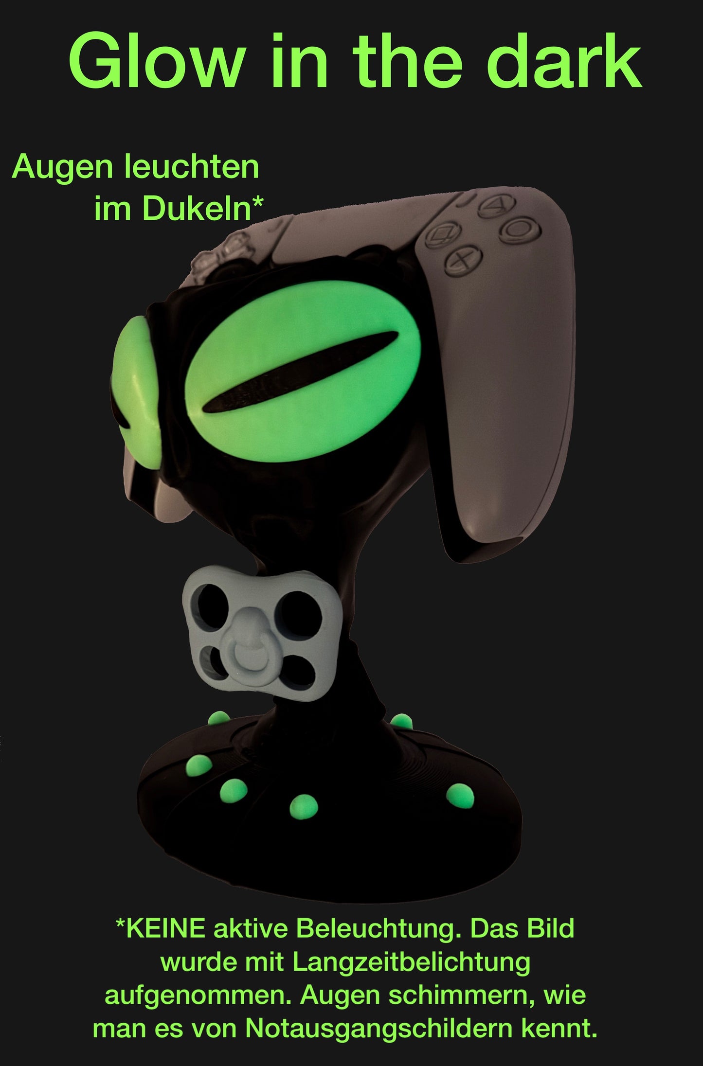 Controller Ständer für 1 Controller für PS5 oder Xbox Alien mit Schnuller – Glow in the Dark – Gaming Setup Deko – Headset & Gamepad Holder Alien Pacifier