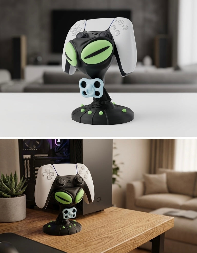 Controller Ständer für 1 Controller für PS5 oder Xbox Alien mit Schnuller – Glow in the Dark – Gaming Setup Deko – Headset & Gamepad Holder Alien Pacifier