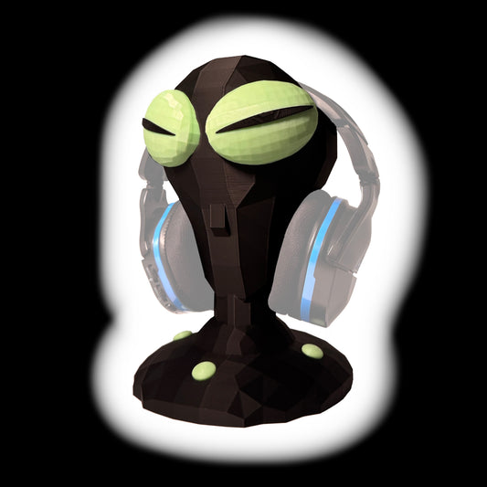 Alien Headset Halter – Glow in the Dark – Low Poly Design - Gaming Kopfhörerhalter – Sci-Fi Deko – Headphone Stand für Gaming Setup