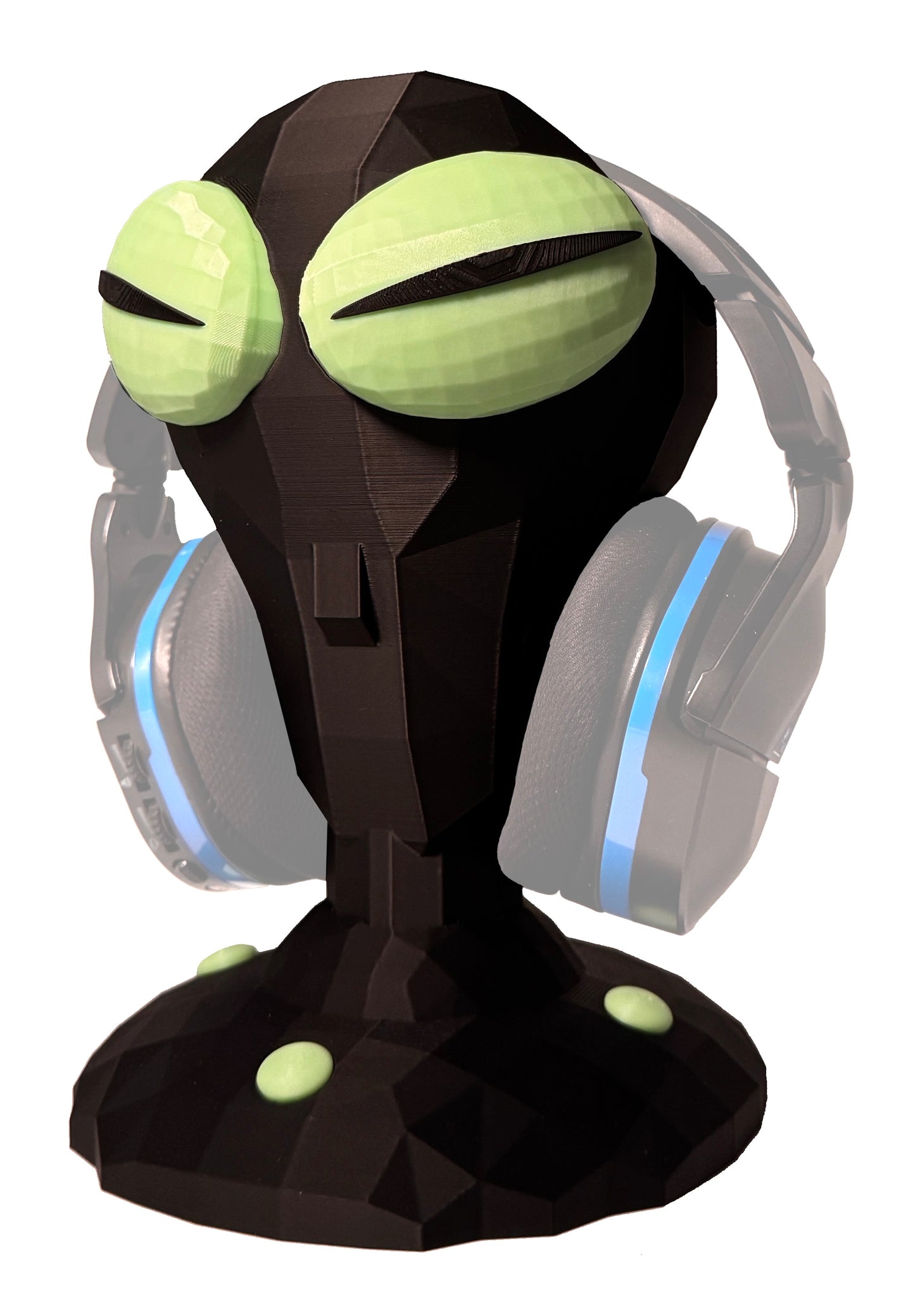 Alien Headset Halter – Glow in the Dark – Low Poly Design - Gaming Kopfhörerhalter – Sci-Fi Deko – Headphone Stand für Gaming Setup