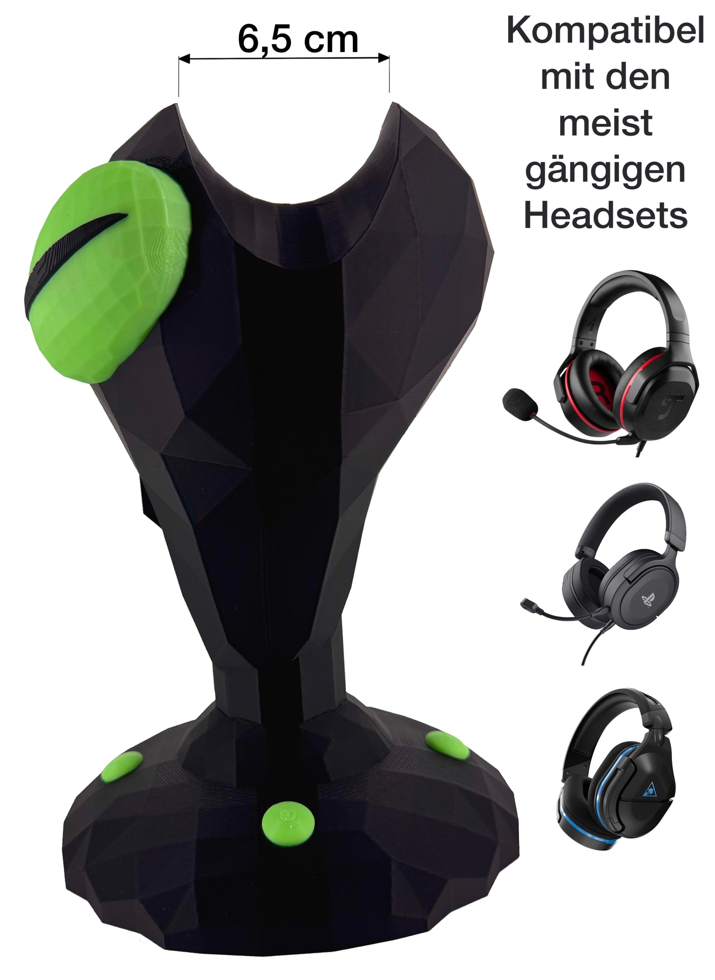 Alien Headset Halter – Glow in the Dark – Low Poly Design - Gaming Kopfhörerhalter – Sci-Fi Deko – Headphone Stand für Gaming Setup