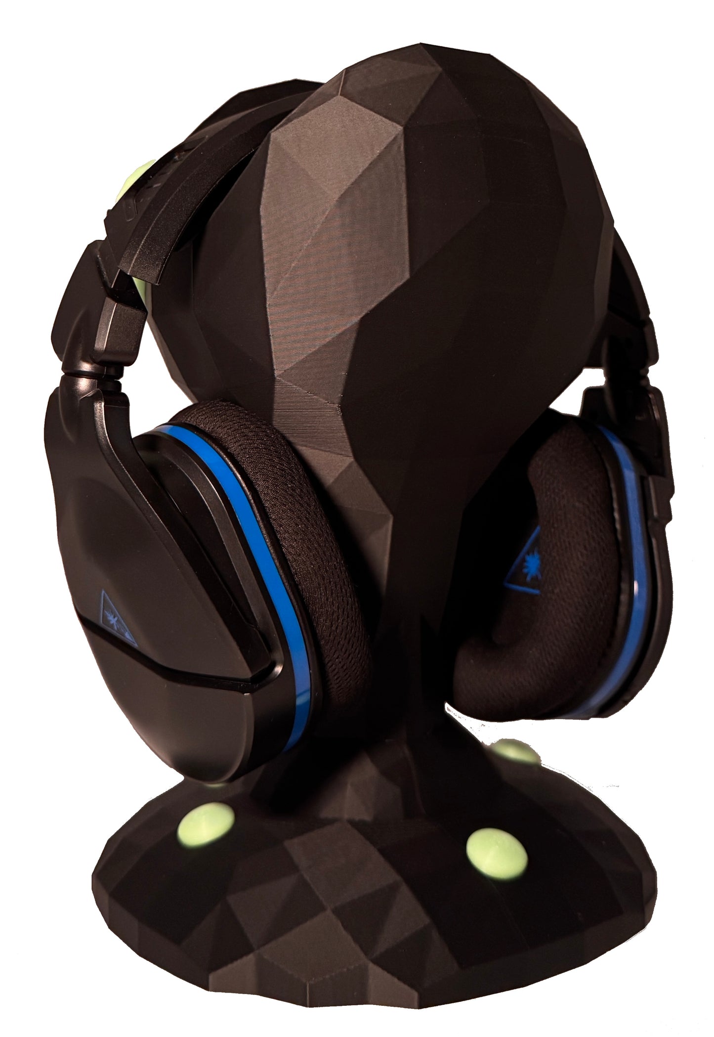 Alien Headset Halter – Glow in the Dark – Low Poly Design - Gaming Kopfhörerhalter – Sci-Fi Deko – Headphone Stand für Gaming Setup